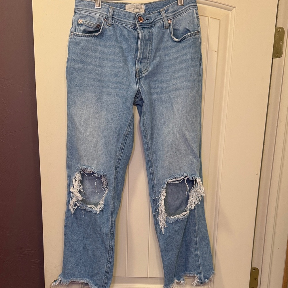 Free People Distressed Light Blue Women's Jeans